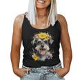 シュナウザー ママ 犬好き 母の日 レトロ 花 レディースタンクトップ