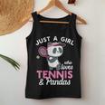 Just A Girl Who Love Tennis & Pandas パンダテニス愛好家 レディースタンクトップ 面白い贈り物
