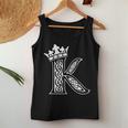 アルファベットtシャツ イニシャル文字 K & King Queen 王冠 レディースタンクトップ 面白い贈り物