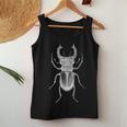 クワガタ愛好家と昆虫学者のためのヴィンテージ昆虫アート クールなクワガタ Cooltag Beetle レディースタンクトップ 面白い贈り物