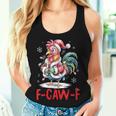 F-Caw-F Chicken Humor Santa Rooster Christmas Lights Women Tank Top Gifts for Her