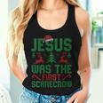 Jesus Was The First Scarecrow Ugly Sweater Christmas Parody Women Tank Top Gifts for Her