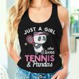 Just A Girl Who Love Tennis & Pandas パンダテニス愛好家 レディースタンクトップ 彼女への贈り物