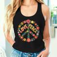 Love Peace Flower Power レトロ ヒッピー フローラル ピースマーク レディースタンクトップ 彼女への贈り物