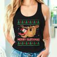 Merry Slothmas Ugly Christmas Sweater Cute Xmas Sloth Santa Women Tank Top Gifts for Her