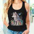 かわいいオオカミ 花 I キッズ オオカミ 長袖tシャツ レディースタンクトップ 彼女への贈り物