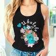 ウクレレギフト 70年代の花のウクレレ奏者 レディースタンクトップ 彼女への贈り物