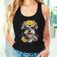 シュナウザー ママ 犬好き 母の日 レトロ 花 レディースタンクトップ 彼女への贈り物