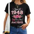 78歳 1948年4月 花柄 78歳 誕生日 男性 女性 レディースTシャツ