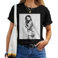Hot Girl On 男性用 セクシー ブルネット ピンナップガール B&W レディースTシャツ
