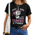 Just A Girl Who Love Tennis & Pandas パンダテニス愛好家 レディースTシャツ