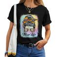 Messy Bun Woman & Monster Truck Mom Life Happy Tie Dye Women T-shirt