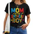 Mom Of The Birthday Boy Birthday Building Block Women T-shirt