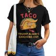 Taco Trump Always Chickens Out アンチトランプニックネーム レディースTシャツ