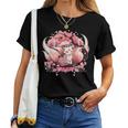 キツネ キツネ 九尾キツネ 桜花 レディースTシャツ