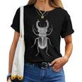 クワガタ愛好家と昆虫学者のためのヴィンテージ昆虫アート クールなクワガタ Cooltag Beetle レディースTシャツ