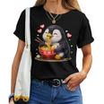 ペンギン食べる ラーメン 麺 ペンギン 男の子 女の子 キッズ 大人 レディースTシャツ
