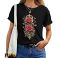 赤いバラ 花 ボタニスト 庭の花 赤いバラ 長袖tシャツ レディースTシャツ
