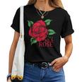 赤いバラとi'm A Wild Roseの花のデザイン レディースTシャツ