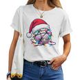 Golf Ball Santa Hat Christmas Golfing Xmas Lights Tri-Blend Women T-shirt