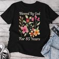 85歳 神様の祝福 かわいい庭の花 85歳の誕生日 長袖tシャツ レディースTシャツ 面白い贈り物