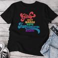 Girls Just Wanna Have Fundamental Rights カラフル レインボー レディースTシャツ 面白い贈り物