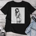 Hot Girl On 男性用 セクシー ブルネット ピンナップガール B&W レディースTシャツ 面白い贈り物