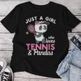 Just A Girl Who Love Tennis & Pandas パンダテニス愛好家 レディースTシャツ 面白い贈り物