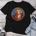Novacotia Duck Tolling Retriever Toller Dog ステンドグラス レディースTシャツ 面白い贈り物