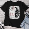 Samurai Giraffe Ninja Budo Japan Worrior Cherry Blosson レディースTシャツ 面白い贈り物