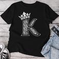 アルファベットtシャツ イニシャル文字 K & King Queen 王冠 レディースTシャツ 面白い贈り物