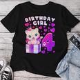 キッズ 4歳の誕生日、4歳の女の子、子猫、番号4 レディースTシャツ 面白い贈り物