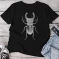 クワガタ愛好家と昆虫学者のためのヴィンテージ昆虫アート クールなクワガタ Cooltag Beetle レディースTシャツ 面白い贈り物