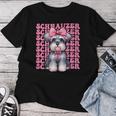 コケット リボン シュナウザー 女の子 犬 ママ 母の日 ピンク レディースTシャツ 面白い贈り物