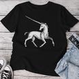 ユニコーン 神話上の生き物 おとぎ話 ファンタジー ヴィンテージ 古い Unicorn Fairy Tale Horse 長袖tシャツ レディースTシャツ 面白い贈り物