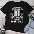 男性、女性、91歳の誕生日への91歳の誕生日プレゼント レディースTシャツ 面白い贈り物