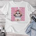 コケット 弓 シーズー 女の子 犬 ママ 母の日 ピンク レディースTシャツ 面白い贈り物
