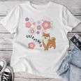 柴犬 梅の花 和柄 かわいいイラスト 犬好き お花見 レディースTシャツ 面白い贈り物