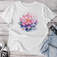 蓮の花 ユリパッド、自然、花、ビューティーアート レディースTシャツ 面白い贈り物