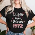 1972年3月より女王 花 1972年3月の誕生日 レディースTシャツ 彼女への贈り物