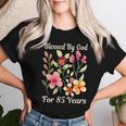 85歳 神様の祝福 かわいい庭の花 85歳の誕生日 長袖tシャツ レディースTシャツ 彼女への贈り物