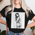 Hot Girl On 男性用 セクシー ブルネット ピンナップガール B&W レディースTシャツ 彼女への贈り物