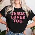 Jesus Loves You Christian Faith レディースTシャツ 彼女への贈り物