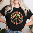 Love Peace Flower Power レトロ ヒッピー フローラル ピースマーク レディースTシャツ 彼女への贈り物