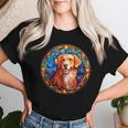 Novacotia Duck Tolling Retriever Toller Dog ステンドグラス レディースTシャツ 彼女への贈り物