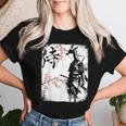 Samurai Giraffe Ninja Budo Japan Worrior Cherry Blosson レディースTシャツ 彼女への贈り物