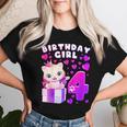 キッズ 4歳の誕生日、4歳の女の子、子猫、番号4 レディースTシャツ 彼女への贈り物