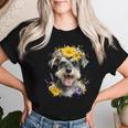 シュナウザー ママ 犬好き 母の日 レトロ 花 レディースTシャツ 彼女への贈り物