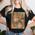 バラの花束 ルノワール 印象派 カラフル絵画 レディースTシャツ 彼女への贈り物
