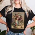 ピエール・オーギュスト ルノワールのバラとジャスミン デルフト花瓶 長袖tシャツ レディースTシャツ 彼女への贈り物